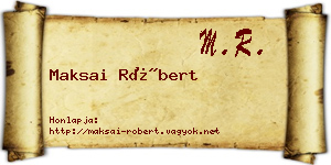 Maksai Róbert névjegykártya